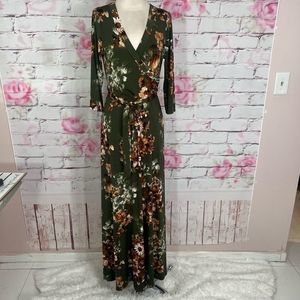Jeanette John 3:16 green long sleeve floral maxi dress